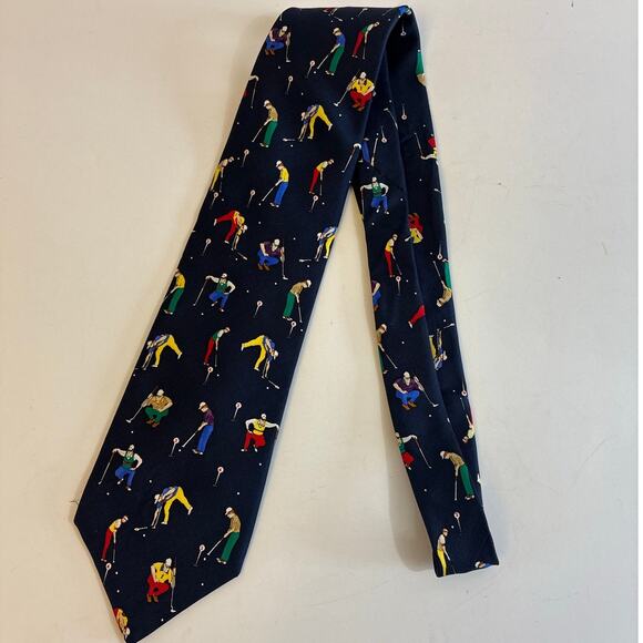 Alynn Vintage Men's Necktie Practice Putting Green Golf 100% Silk - Picture 3 of 5